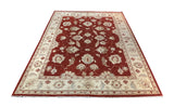 19224-Chobi Ziegler Hand-Knotted/Handmade Afghan Rug/Carpet Traditional Authentic/ Size: 7'11''x 6'7''