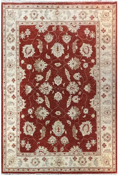 19224-Chobi Ziegler Hand-Knotted/Handmade Afghan Rug/Carpet Traditional Authentic/ Size: 7'11''x 6'7''