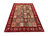 19121-Chobi Ziegler Hand-Knotted/Handmade Afghan Rug/Carpet Tribal/Nomadic Authentic/ Size: ﻿﻿8'0" x 5'7"