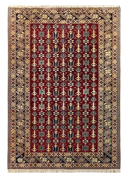 19359-Royal Shirvan Handmade/Hand-knotted Afghan Rug/Carpet Tribal/Nomadic Authentic/ Size: 7'6" x 5'2"