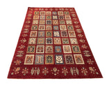 19120-Chobi Ziegler Hand-Knotted/Handmade Afghan Rug/Carpet Tribal/Nomadic Authentic/ Size: 8'1" x 5'5"