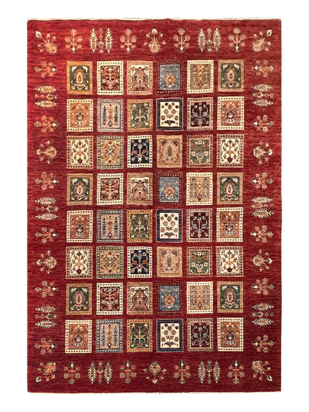 19120-Chobi Ziegler Hand-Knotted/Handmade Afghan Rug/Carpet Tribal/Nomadic Authentic/ Size: 8'1" x 5'5"