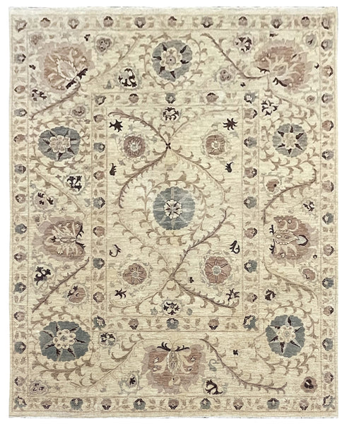 18183-Royal Chobi Ziegler Hand-Knotted/Handmade Afghan Rug/Carpet Traditional Authentic/ Size: 9'9''x 7'9''