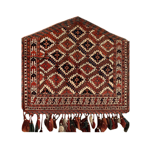 14651 - Turkoman Russian Hand-knotted Antique Tekke-design Authentic/Traditional Nomadic/Tribal Carpet/Rug / Size: 3'10" x 2'4"