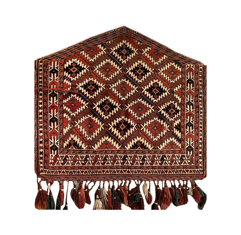 14651 - Turkoman Russian Hand-knotted Antique Tekke-design Authentic/Traditional Nomadic/Tribal Carpet/Rug / Size: 3'10" x 2'4"