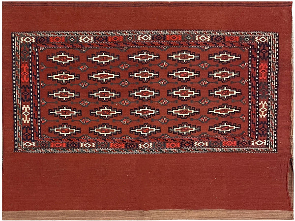 14645 - Turkoman Persian Hand-weaved Antique Authentic/Traditional Nomadic/Tribal Sumac-bag/ Size: 3'9" x 2'7"