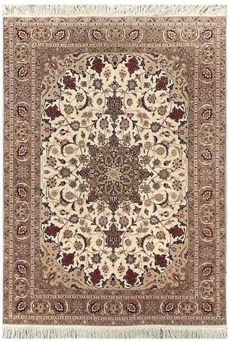 21662 - Tabriz Hand-knotted/Handmade Persian Rug/Carpet Traditional Authentic/Size: 7'0" x 5'0"