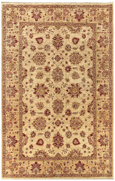 20675 -Chobi Ziegler Hand-knotted/Handmade Afghan Rug/Carpet Traditional Authentic / Size: 7'11" x 5'10"