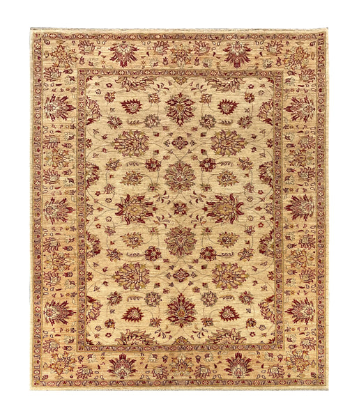 20675 -Chobi Ziegler Hand-knotted/Handmade Afghan Rug/Carpet Traditional Authentic / Size: 7'11" x 5'10"