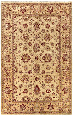 20675 -Chobi Ziegler Hand-knotted/Handmade Afghan Rug/Carpet Traditional Authentic / Size: 7'11" x 5'10"