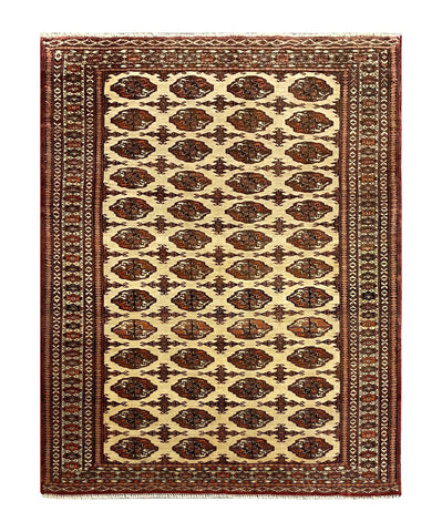 19590 - Turkeman Hand-Knotted/Handmade Rug/Carpet Traditional Authentic/ Size: 7'1" x 5'3"