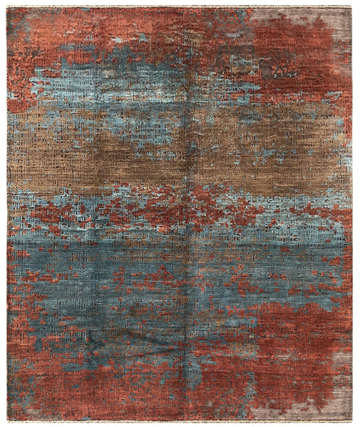 22271 - Indian Hand-knotted/Hand-weaved Rug/Carpet Authentic/Classic/Contemporary/Modern/Size: 9'8" x 8'1"