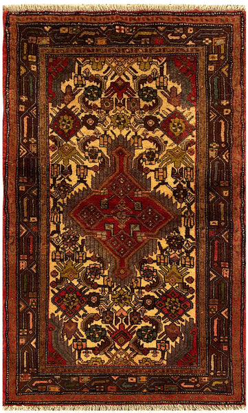 25508-Hamadan Hand-Knotted/Handmade Persian Rug/Carpet Traditional Authentic/ Size: 4'4" x 2'7"