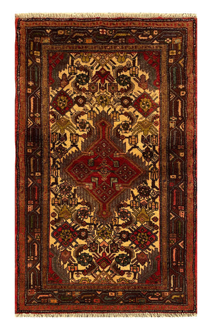 25508-Hamadan Hand-Knotted/Handmade Persian Rug/Carpet Traditional Authentic/ Size: 4'4" x 2'7"