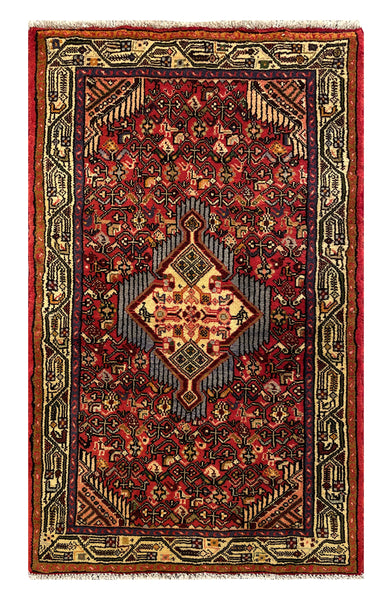 25502-Hamadan Hand-Knotted/Handmade Persian Rug/Carpet Traditional Authentic/ Size: 4'0" x 2'6"