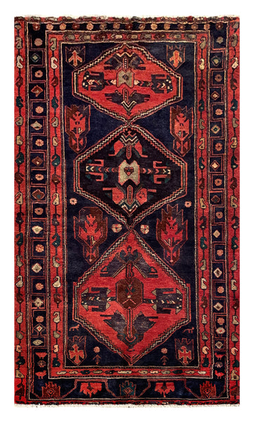 25447-Hamadan Hand-Knotted/Handmade Persian Rug/Carpet Traditional Authentic/ Size: 7'5" x 4'3"
