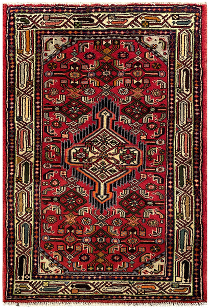 25510-Hamadan Hand-Knotted/Handmade Persian Rug/Carpet Traditional Authentic/ Size: 3'11" x 2'7"