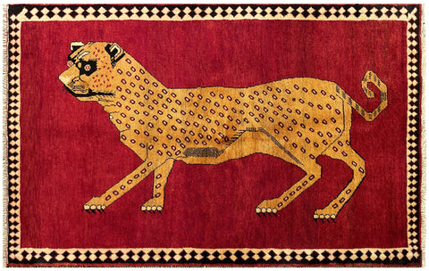 25674- Shiraz Hand-Knotted/Handmade Persian Rug/Carpet Tribal/Nomadic/Authentic/Size; 6'2" x 3'11"/188cm x 119cm