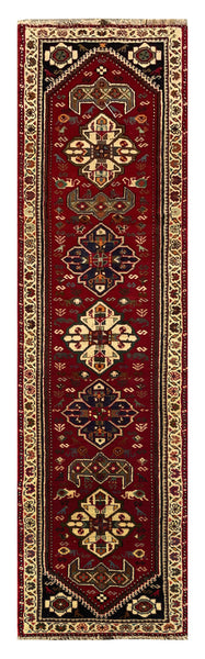 25494-Shiraz Hand-Knotted/Handmade Persian Rug/Carpet Traditional/Authentic/Size: 9'9" x 2'6"