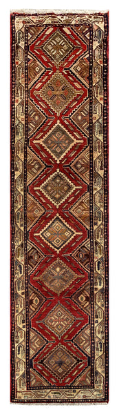 25604-Hamadan Hand-Knotted/Handmade Persian Rug/Carpet Traditional Authentic/ Size: 10'8" x 2'7"