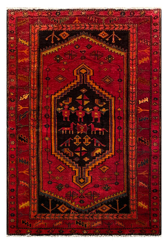 25659-Hamadan Hand-Knotted/Handmade Persian Rug/Carpet Traditional Authentic/ Size: 7'3" x 4'11"/221cm x 150cm