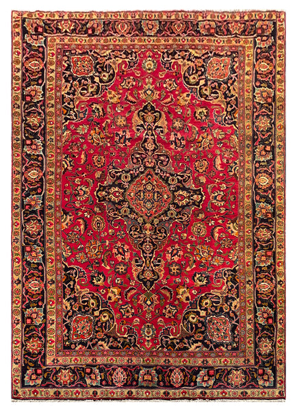 25561-Mashad Hand-Knotted/Handmade Persian Rug/Carpet Traditional Authentic/ Size: 9'4" x 6'8"