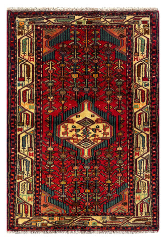 25672-Hamadan Hand-Knotted/Handmade Persian Rug/Carpet Traditional Authentic/ Size: 3'9" x 2'7"