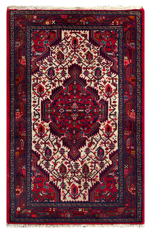 25686-Hamadan Hand-Knotted/Handmade Persian Rug/Carpet Traditional Authentic/ Size: 4'2" x 2'7"/127cm x 79cm
