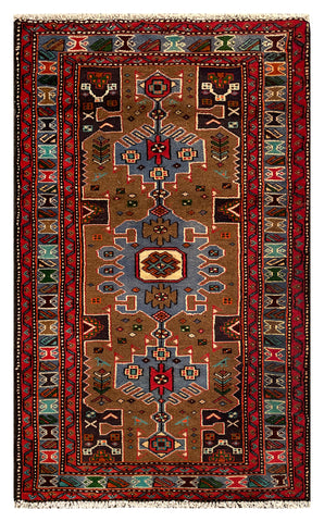 25518-Hamadan Hand-Knotted/Handmade Persian Rug/Carpet Traditional Authentic/ Size: 4'9" x 2'10"