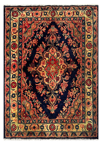 25668-Hamadan Hand-Knotted/Handmade Persian Rug/Carpet Traditional Authentic/ Size: 4'2" x 2'11"/127cm x 89cm