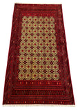 25673-Turkmen Hand-knotted/Handmade Persian Rug/Carpet Tribal/Nomadic Authentic/ Size: 4'2''x 2'2''