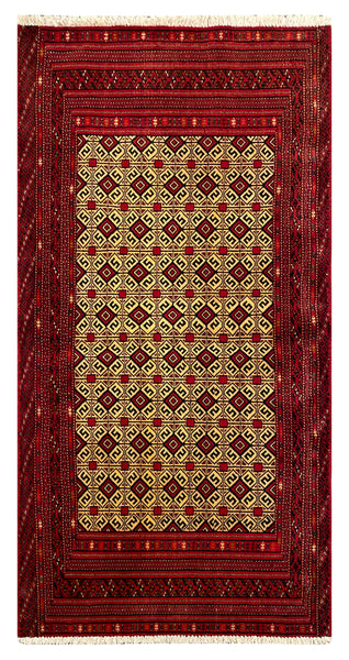 25673-Turkmen Hand-knotted/Handmade Persian Rug/Carpet Tribal/Nomadic Authentic/ Size: 4'2''x 2'2''