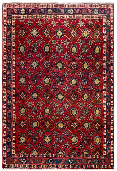 24286- Kashan Handmade/Hand-Knotted Persian Rug/ Traditional Carpet Authentic/ Size: 4'8" x 3'4"