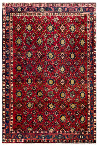 24286- Kashan Handmade/Hand-Knotted Persian Rug/ Traditional Carpet Authentic/ Size: 4'8" x 3'4"