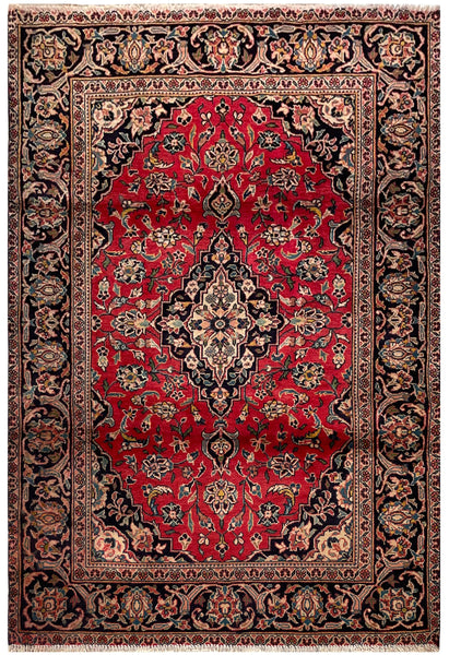 24374- Kashan Handmade/Hand-Knotted Persian Rug/ Traditional Carpet Authentic/ Size: 5'3" x 3'4"