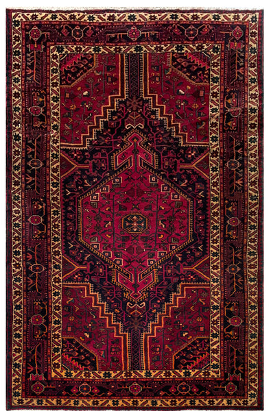 24301-Hamadan Hand-Knotted/Handmade Persian Rug/Carpet Tribal Authentic/ Size: 6'10" x 4'0"