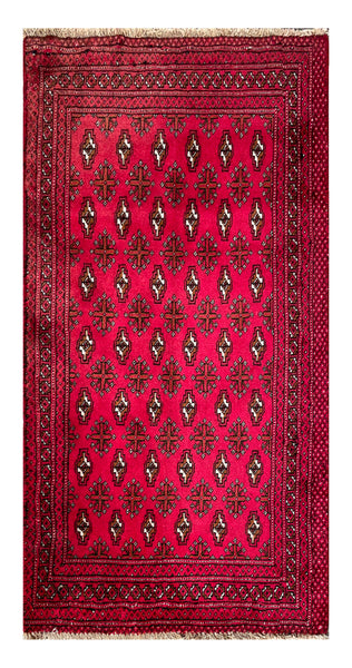 24181-Turkmen Hand-Knotted/Handmade Persian Rug/Carpet Traditional/Authentic/ Size: 3'8" x 1'10"
