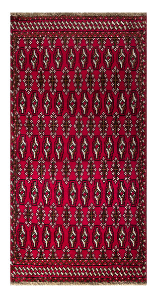 24183-Turkmen Hand-Knotted/Handmade Persian Rug/Carpet Traditional/Authentic / Size: 4'2" x 1'10"