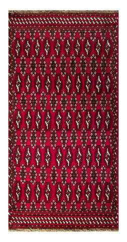 24183-Turkmen Hand-Knotted/Handmade Persian Rug/Carpet Traditional/Authentic / Size: 4'2" x 1'10"