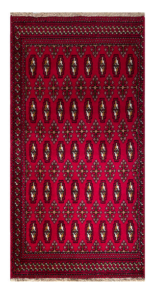 24182-Turkmen Hand-Knotted/Handmade Persian Rug/Carpet Traditional/Authentic Size: 4'1" x 2'0"