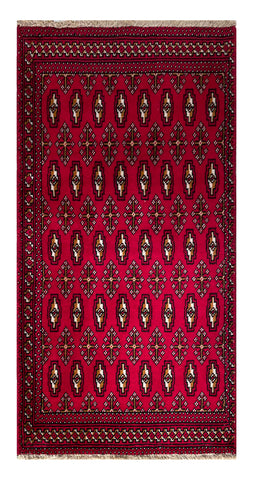 24182-Turkmen Hand-Knotted/Handmade Persian Rug/Carpet Traditional/Authentic Size: 4'1" x 2'0"