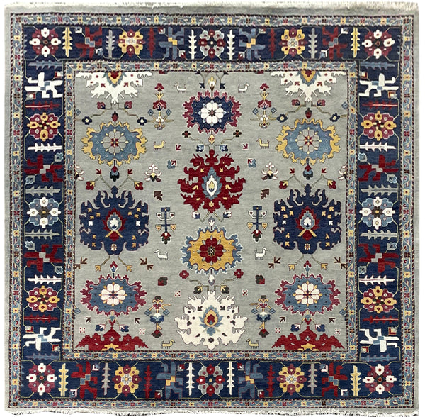 25700- Royal Heriz Hand-Knotted/Handmade Indian Rug/Carpet Traditional/Authentic/Size 7'10" x 7'10"