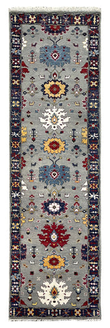 25691- Royal Heriz Hand-Knotted/Handmade Indian Rug/Carpet Traditional/Authentic/Size 8'8" x 2'8"
