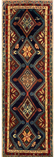 25466-Hamadan Hand-Knotted/Handmade Persian Rug/Carpet Traditional Authentic/ Size: 5'11" x 2'3"