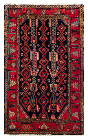 25443-Hamadan Hand-Knotted/Handmade Persian Rug/Carpet Traditional Authentic/ Size: 6'7" x 3'11"