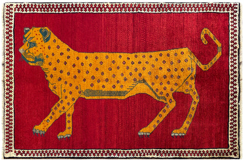 25676- Shiraz Hand-Knotted/Handmade Persian Rug/Carpet Tribal/Nomadic/Authentic/Size; 5'6" x 3'7"/168cm x 109cm