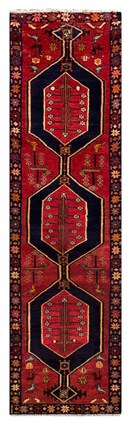 25540-Hamadan Hand-Knotted/Handmade Persian Rug/Carpet Traditional Authentic/ Size: 10'1" x 2'7"