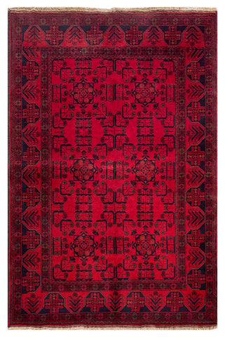 25314- Khal Mohammad Afghan Hand-Knotted Authentic/Traditional/Carpet/Rug/ Size: 6'6" x 4'3"