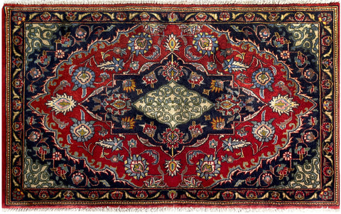24884-Kashan Handmade/Hand-Knotted Persian Rug/Traditional/Carpet Authentic/ Size: 3'6" x 2'6"/107cm x 76cm