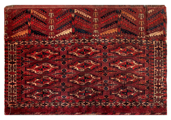 26155- Yomut Antique(1890-1910) Persian Hand-knotted Carpet/Persian Authentic/Traditional/Rug / Size: 4'3" x 2'9"